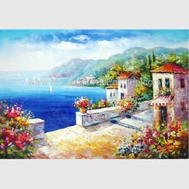 Port méditerranéen de vacances de peinture à l'huile d'impressionisme peint à la main