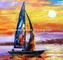 Voilier de couteau de palette de peintures à l'huile de paysage marin de lever de soleil d'impressionisme flexible